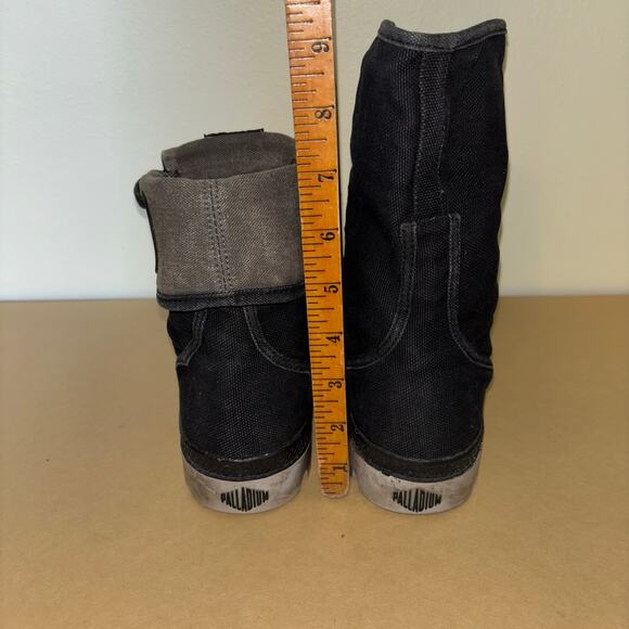 Palladium Baggy Canvas Boots Women’s 9 Black Fold Over Combat High Top - Picture 7 of 9